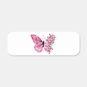 Flower Butterfly with Pink Sakura Metal Sign