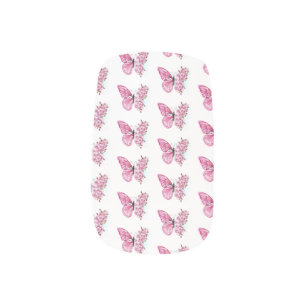 Flower Butterfly with Pink Sakura Minx Nail Art