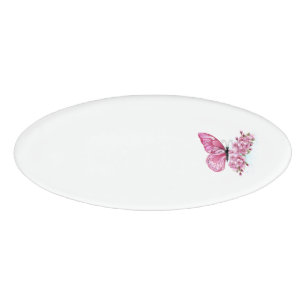 Flower Butterfly with Pink Sakura Name Tag