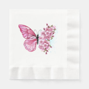 Flower Butterfly with Pink Sakura Napkins