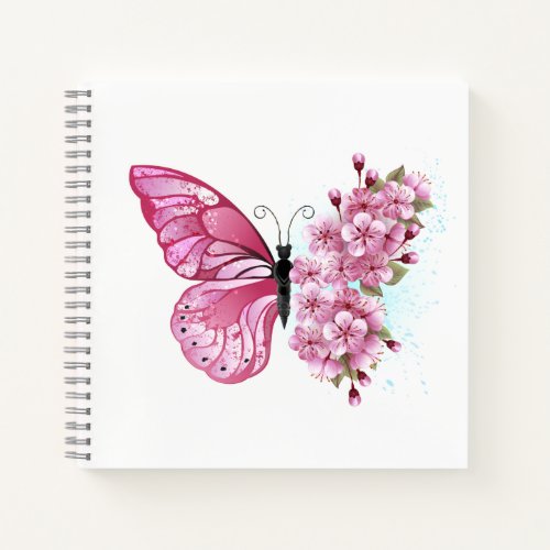 Flower Butterfly with Pink Sakura Notebook