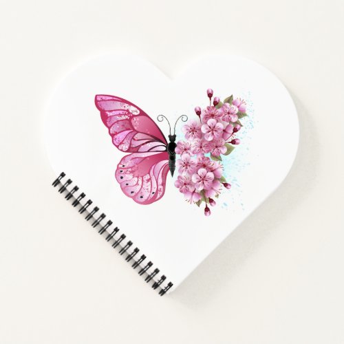 Flower Butterfly with Pink Sakura Notebook