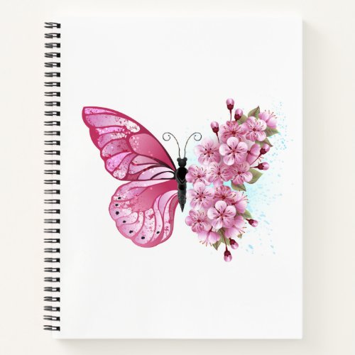Flower Butterfly with Pink Sakura Notebook