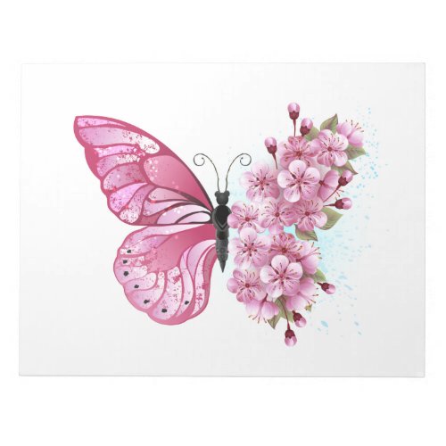 Flower Butterfly with Pink Sakura Notepad