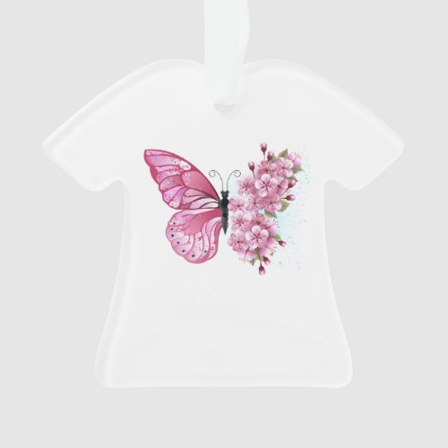 Flower Butterfly with Pink Sakura Ornament