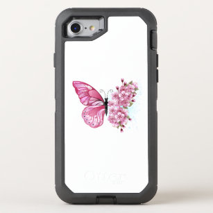 Flower Butterfly with Pink Sakura OtterBox Defender iPhone SE/8/7 Case