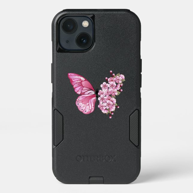 Flower Butterfly with Pink Sakura Otterbox iPhone Case (Back)