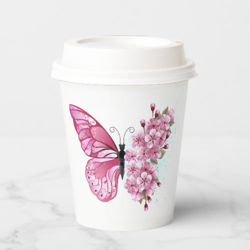 Flower Butterfly with Pink Sakura Paper Cups