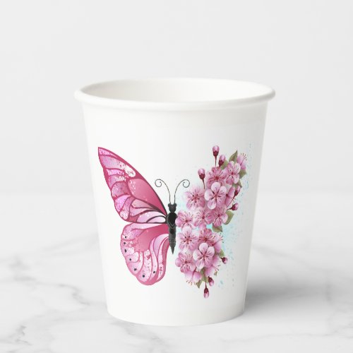 Flower Butterfly with Pink Sakura Paper Cups