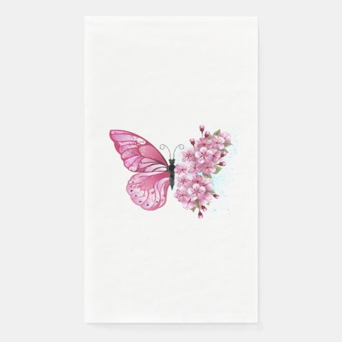 Flower Butterfly with Pink Sakura Paper Guest Towels