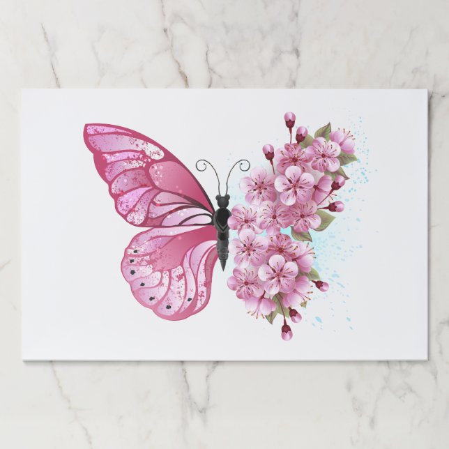 Flower Butterfly with Pink Sakura Paper Pad (Front)
