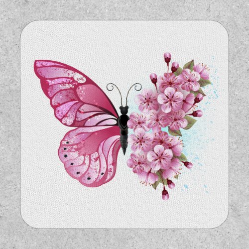 Flower Butterfly with Pink Sakura Patch
