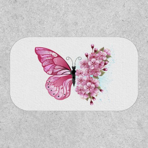 Flower Butterfly with Pink Sakura Patch