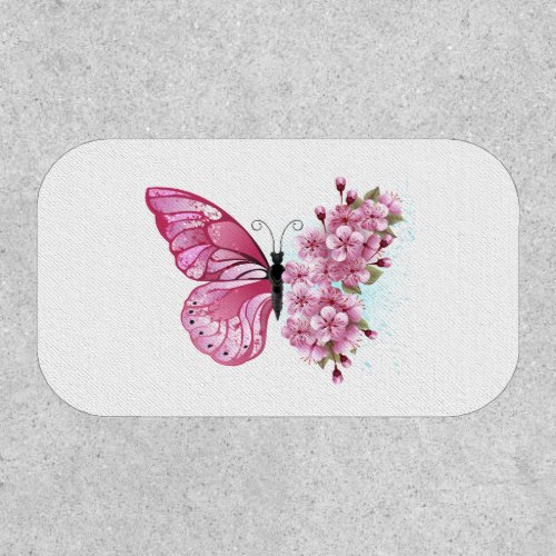 Flower Butterfly with Pink Sakura Patch