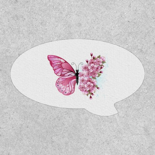 Flower Butterfly with Pink Sakura Patch