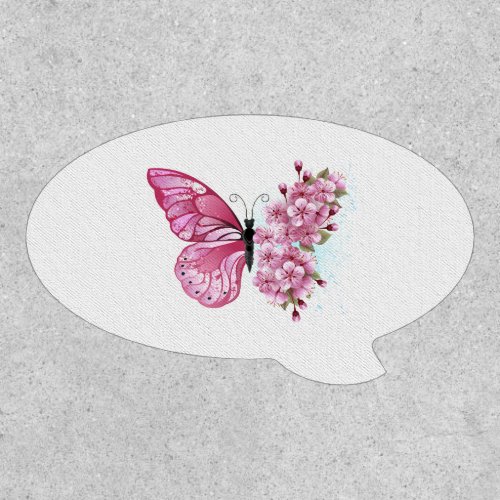 Flower Butterfly with Pink Sakura Patch