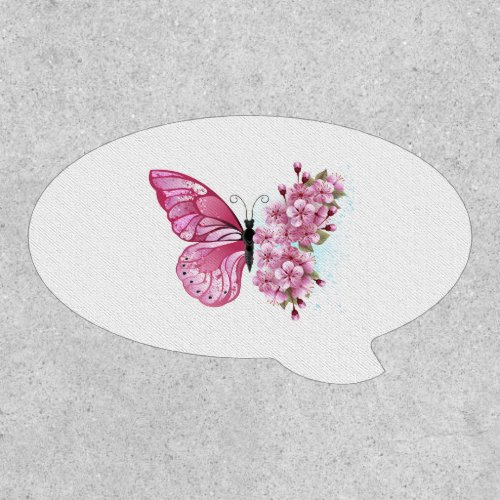 Flower Butterfly with Pink Sakura Patch