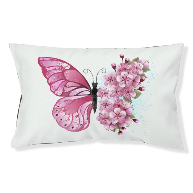 Flower Butterfly with Pink Sakura Pet Bed (Front)