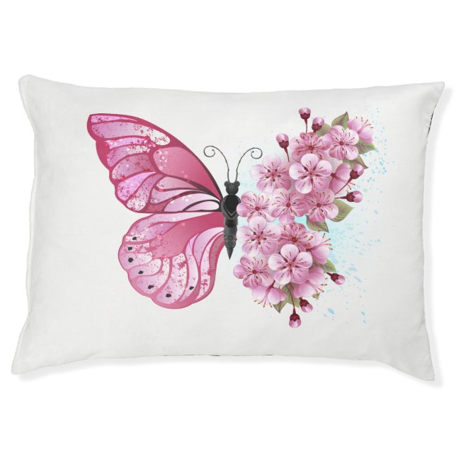 Flower Butterfly with Pink Sakura Pet Bed (Front)