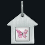 Flower Butterfly with Pink Sakura Pet ID Tag<br><div class="desc">Flower arrangement of pink butterfly with pink Japanese cherry blossoms on white background.</div>