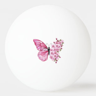 Flower Butterfly with Pink Sakura Ping Pong Ball