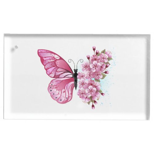 Flower Butterfly with Pink Sakura Place Card Holder