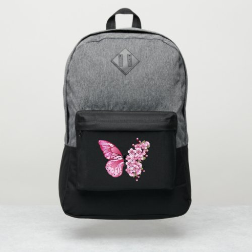 Flower Butterfly with Pink Sakura Port Authority Backpack