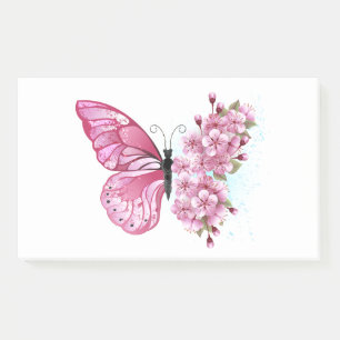 Flower Butterfly with Pink Sakura Post-it Notes