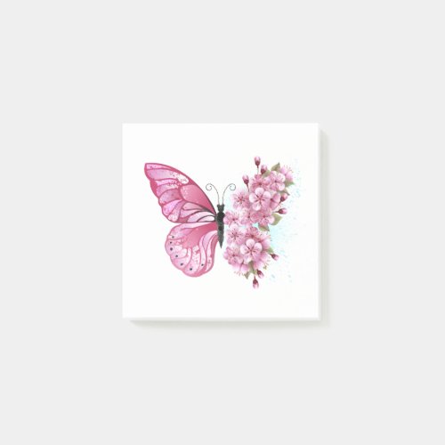 Flower Butterfly with Pink Sakura Post_it Notes
