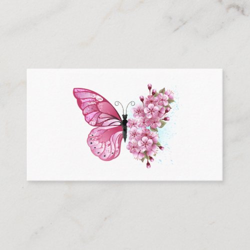Flower Butterfly with Pink Sakura Referral Card