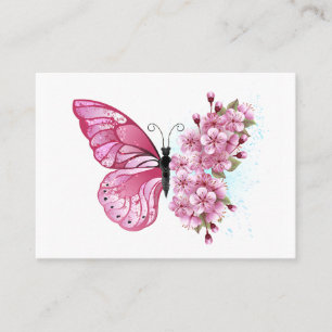 Flower Butterfly with Pink Sakura Referral Card