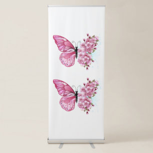 Flower Butterfly with Pink Sakura Retractable Banner