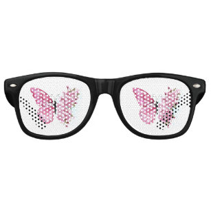 Flower Butterfly with Pink Sakura Retro Sunglasses