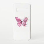 Flower Butterfly with Pink Sakura Samsung Galaxy S10 Case<br><div class="desc">Flower arrangement of pink butterfly with pink Japanese cherry blossoms on white background.</div>
