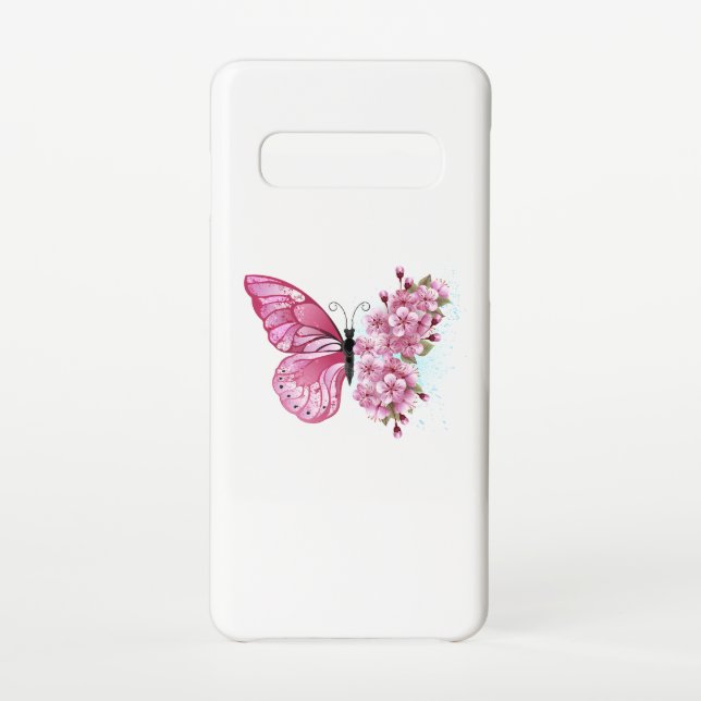 Flower Butterfly with Pink Sakura Samsung Galaxy Case (Back)