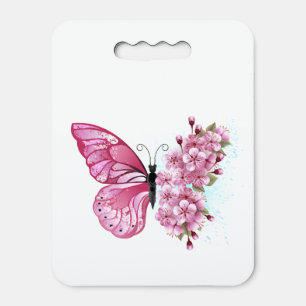 Flower Butterfly with Pink Sakura Seat Cushion