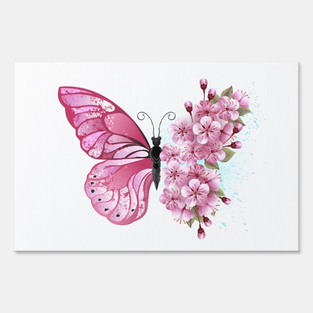 Flower Butterfly with Pink Sakura Sign (Front)