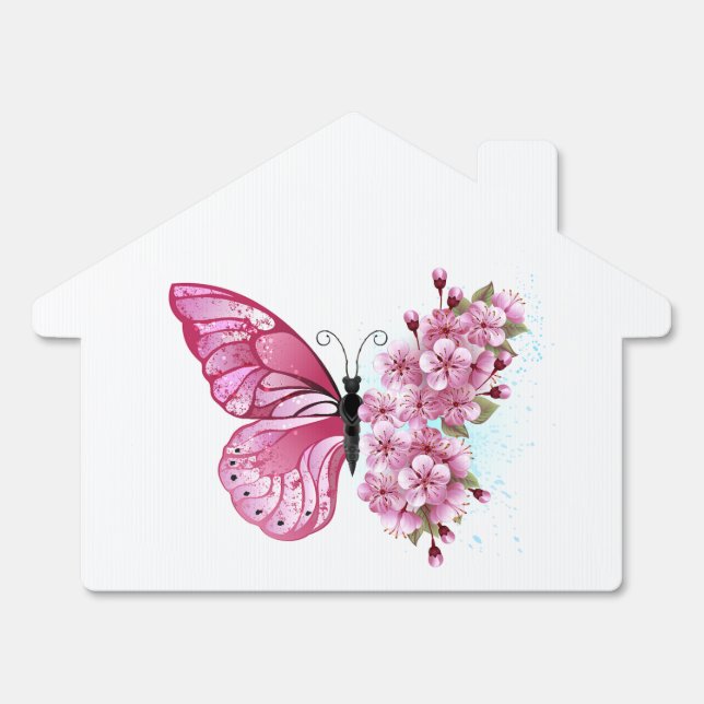 Flower Butterfly with Pink Sakura Sign (Front)