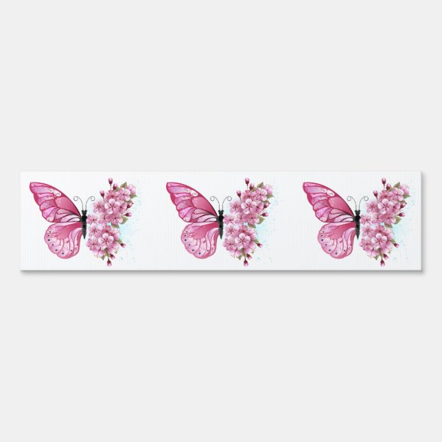 Flower Butterfly with Pink Sakura Sign (Front)