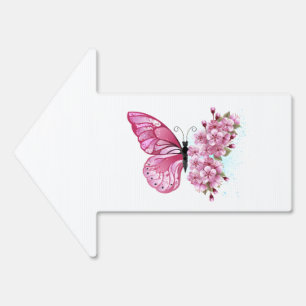 Flower Butterfly with Pink Sakura Sign