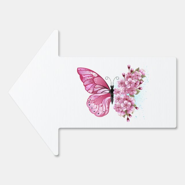 Flower Butterfly with Pink Sakura Sign (Front)