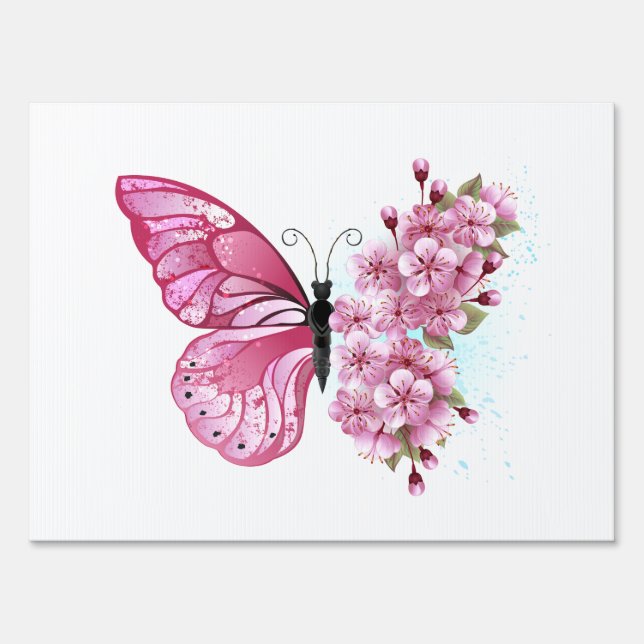 Flower Butterfly with Pink Sakura Sign (Front)
