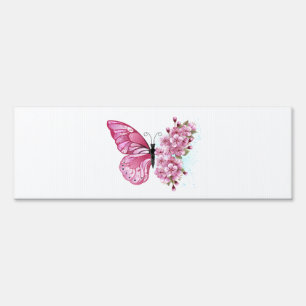 Flower Butterfly with Pink Sakura Sign