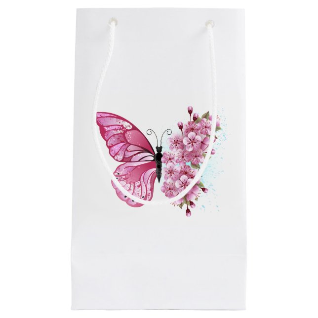 Flower Butterfly with Pink Sakura Small Gift Bag (Front)