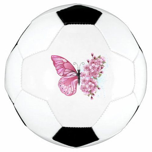 Flower Butterfly with Pink Sakura Soccer Ball