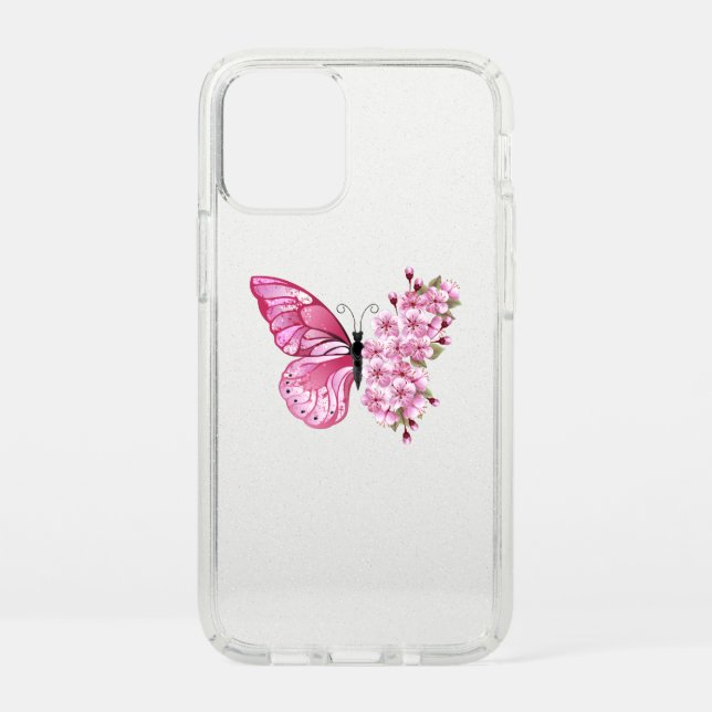 Flower Butterfly with Pink Sakura Speck iPhone 12 Mini Case (Front)