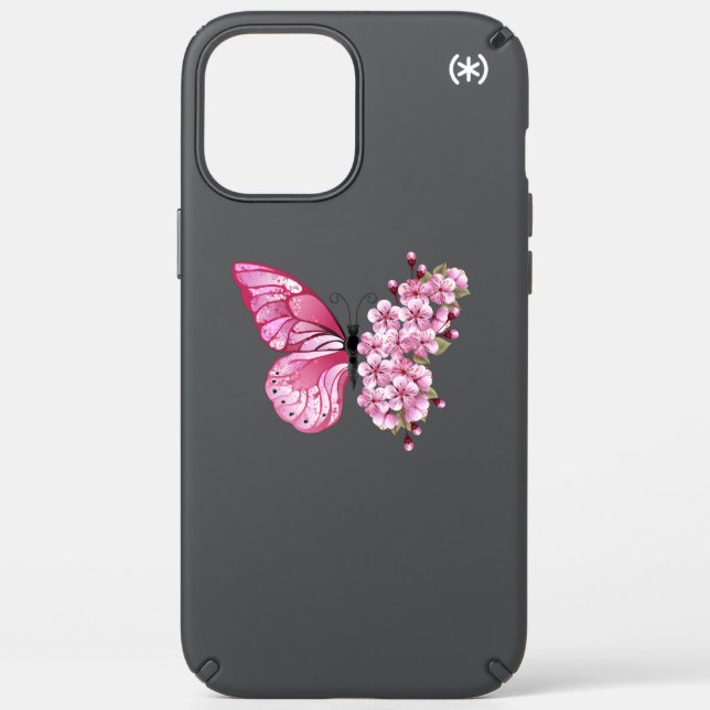 Flower Butterfly with Pink Sakura Speck iPhone 12 Pro Max Case (Front)