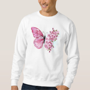 Flower Butterfly with Pink Sakura Sweatshirt