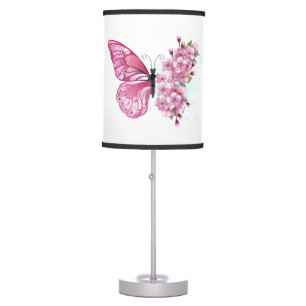 Flower Butterfly with Pink Sakura Table Lamp