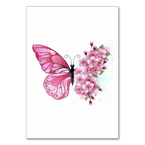 Flower Butterfly with Pink Sakura Table Number